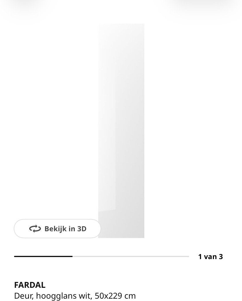 Fardal 6 deuren, hoogglans wit  50*229cm, Doe-het-zelf en Verbouw, Ophalen, Minder dan 80 cm, 215 cm of meer, Overige typen