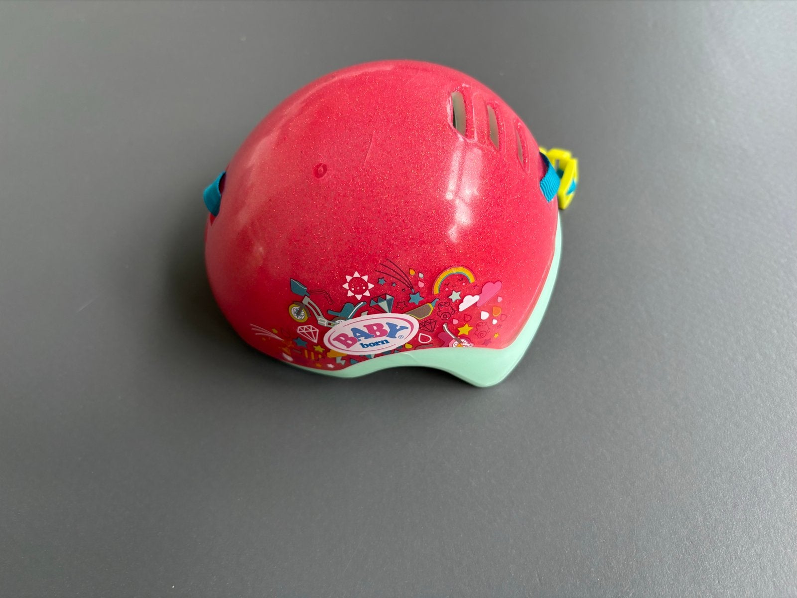 Fietshelm voor Baby Born pop - roze met leuke prints, Ophalen of Verzenden, Zo goed als nieuw, Babypop