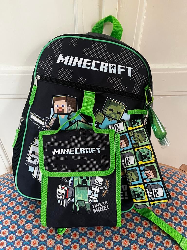Nieuwe Minecraft Rugzak met Etui - Handige Vakjes, Sieraden, Tassen en Uiterlijk, Overige merken, 25 tot 40 cm, Nieuw, Ophalen of Verzenden