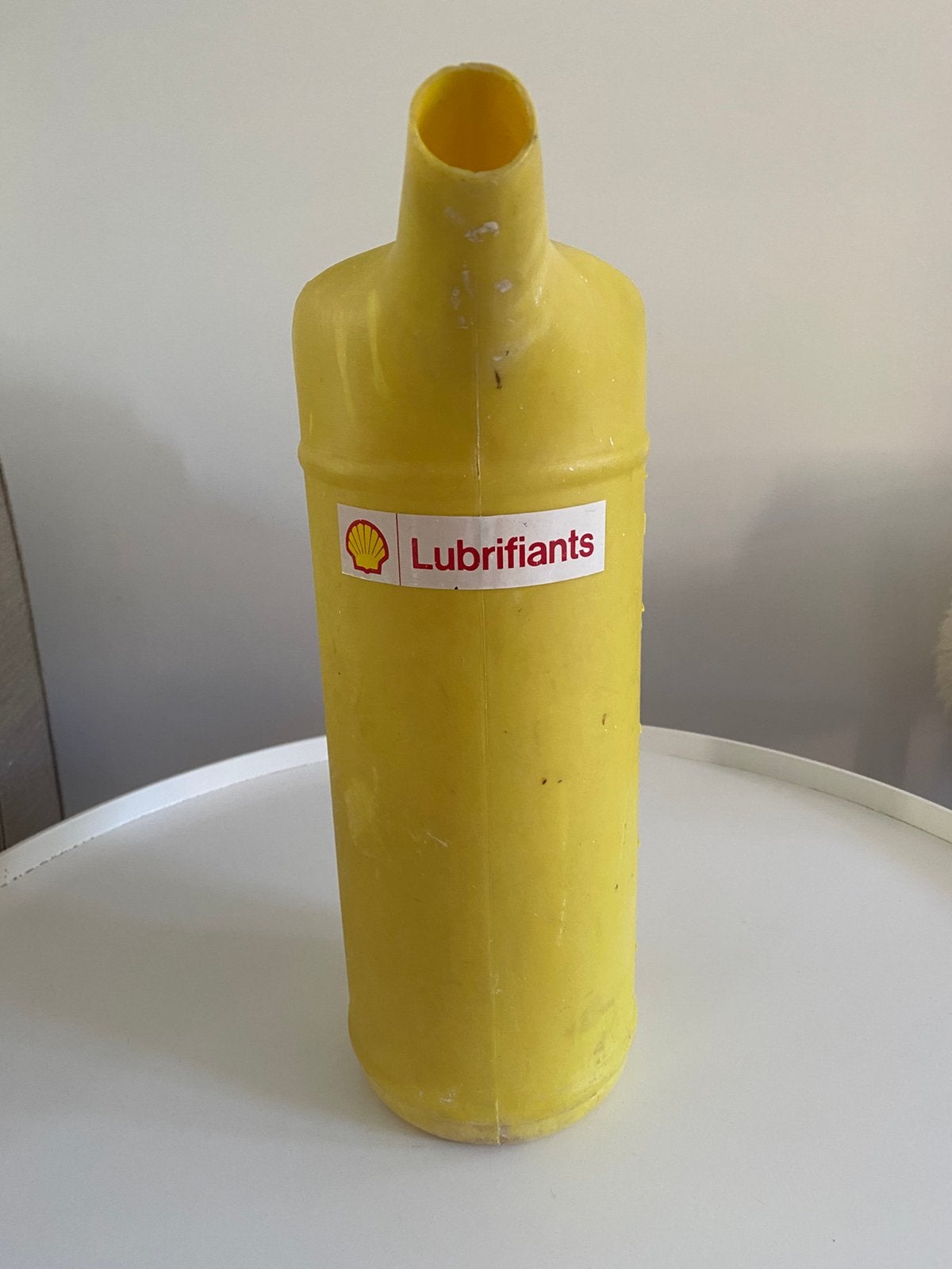Vintage Shell Oliekan Geel Lubrifiants Garage Memorabilia, Antiek en Kunst, Ophalen