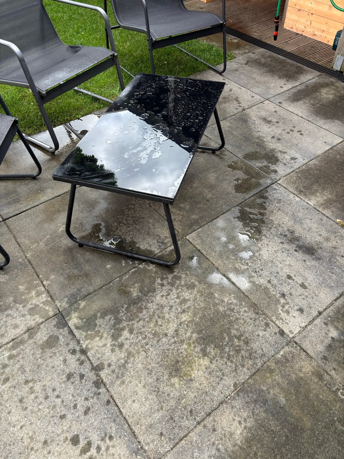 Tuinset met 4 stoelen en bijzettafel, Tuin en Terras, Tuinsets en Loungesets, Ophalen, 4 zitplaatsen, Gebruikt, Aluminium