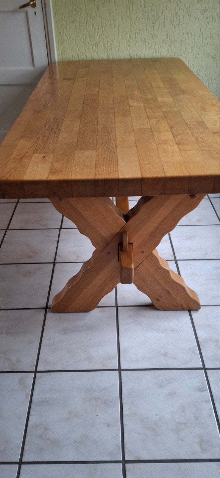 Massief Franseiken eettafel, Gebruikt, Eikenhout, 150 tot 200 cm, Rechthoekig