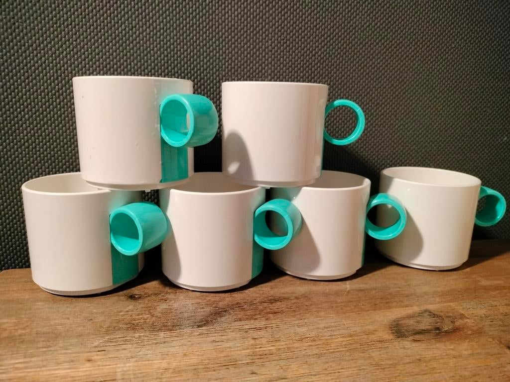 Coppia Holland kopjes jaren '80 - Ideaal voor op de camping, Huis en Inrichting, Ophalen of Verzenden, Gebruikt