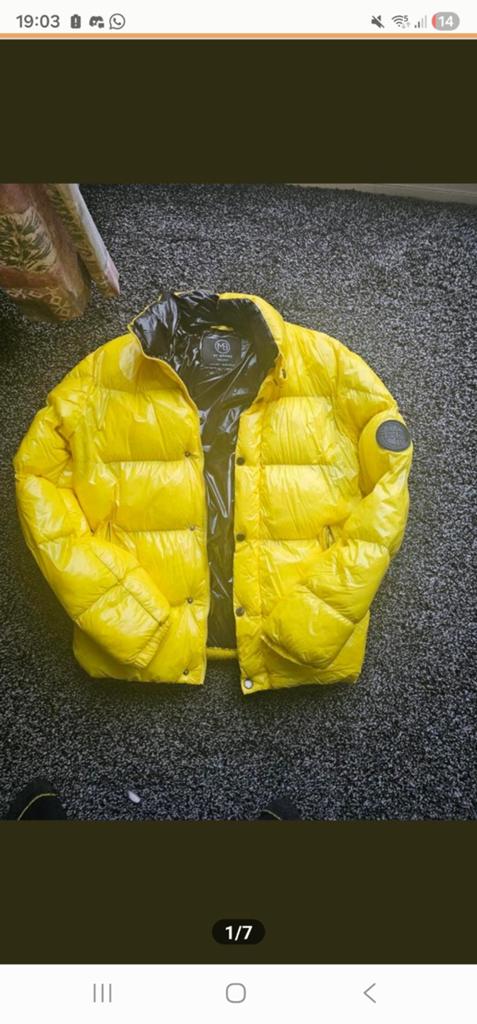 Glimmende My Brand Puffer Jas - Geel, Kleding | Heren, Jassen | Winter, Maat 52/54 (L), Geel, Ophalen of Verzenden, Zo goed als nieuw