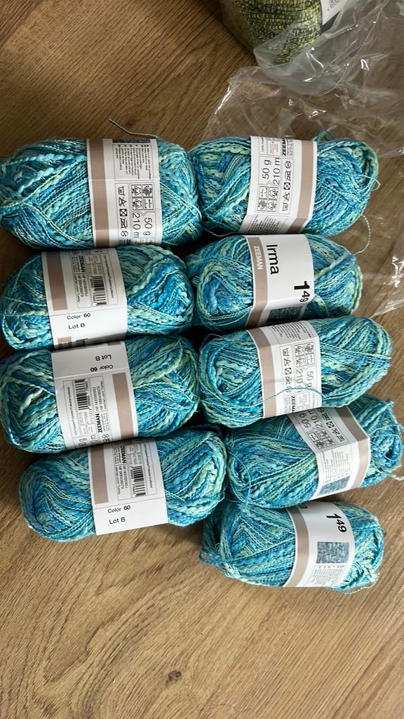 9 bollen turquaise irma zeeman wol draad polyester, Breien of Haken, Nieuw, Ophalen of Verzenden, X