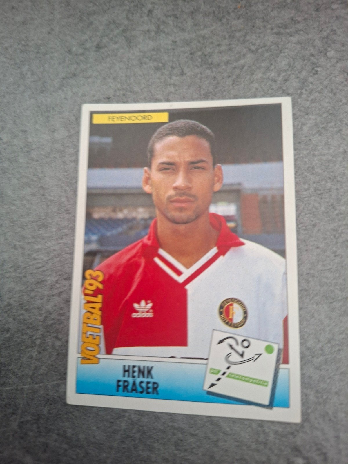 Panini sticker Voetbal 93. Henk Fraser Feyenoord., Verzenden, Zo goed als nieuw, Sticker