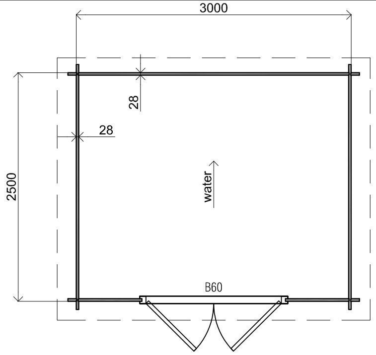 Fonteyn Basicline Tuinhuis jasmijn 300x250cm - Keteldruk, 200 tot 400 cm, Blokhut, Nieuw, Zonder ramen