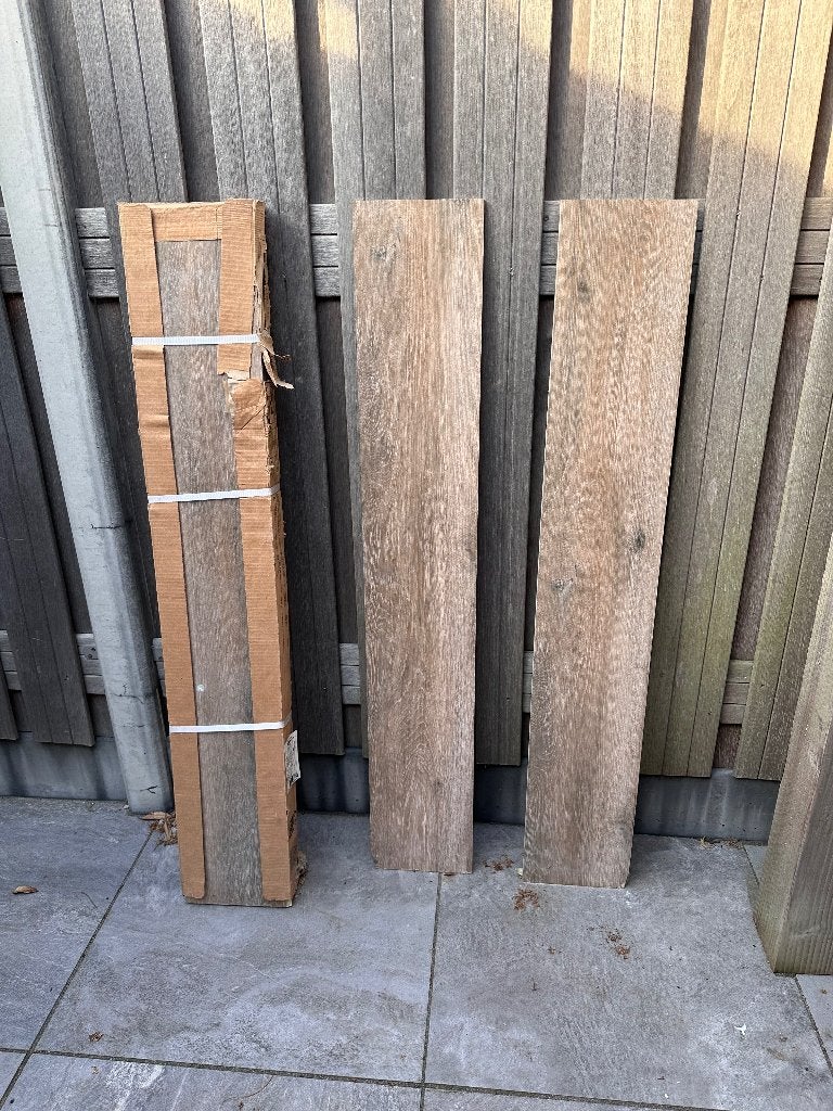 Doos 6x Houtlook porcelain tegel Marwood Brown 1200x197x10mm, Ophalen, Minder dan 20 cm, Zo goed als nieuw, Minder dan 5 m²