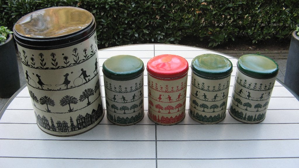 5 retro Tomado Blikken, Verzamelen, Blikken, Ophalen of Verzenden, Gebruikt, Overige, Overige merken