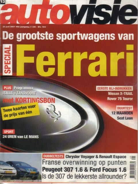 Autovisie 13 2001 : Ferrari F40 F50 250 512 288 275 365, Ophalen of Verzenden, Gelezen, Algemeen