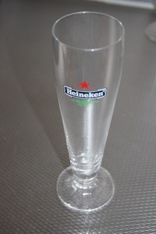 heineken glazen op voet, Ophalen of Verzenden, Gebruikt, Glas of Glazen, Heineken