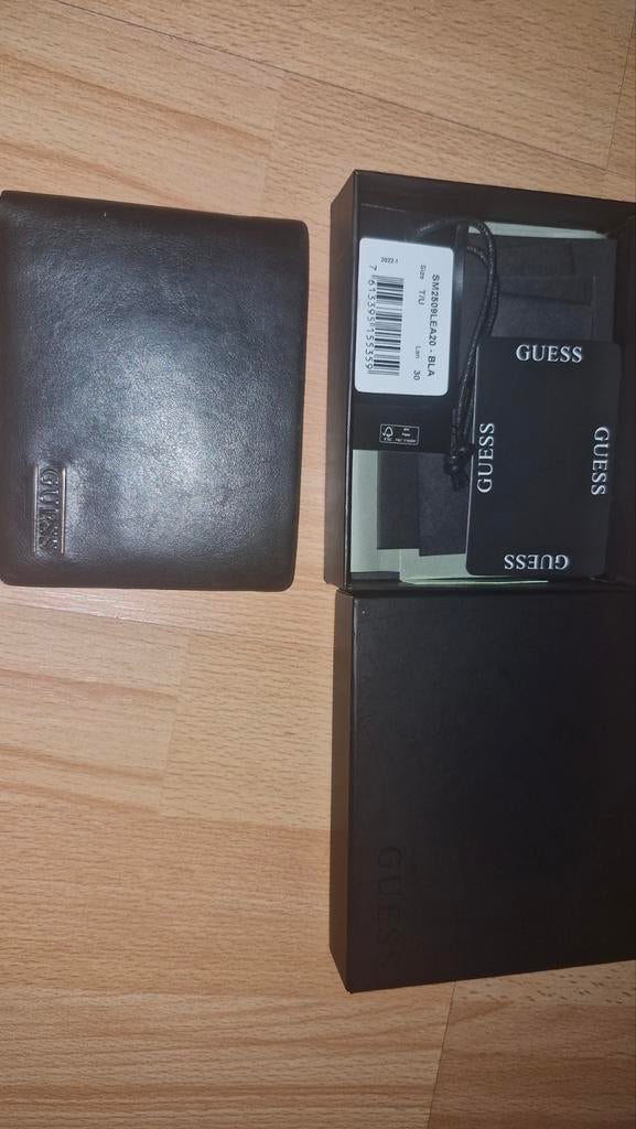 Guess Heren Portemonnee Zwart Leer, Nieuw, Ophalen of Verzenden, Leer, Guess