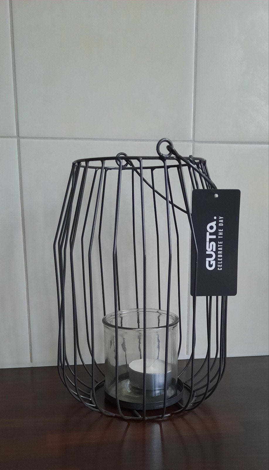 Nieuwe gusta XL windlicht inclusief kaars metalen windlicht, 25 tot 50 cm, Zwart, Nieuw, Ophalen of Verzenden