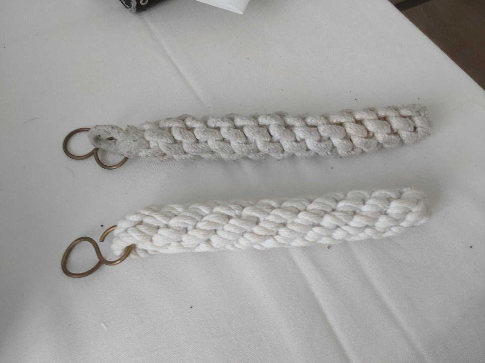 Gevlochten touw handvatten met messing ringen, Ophalen of Verzenden, Gebruikt, Overige typen