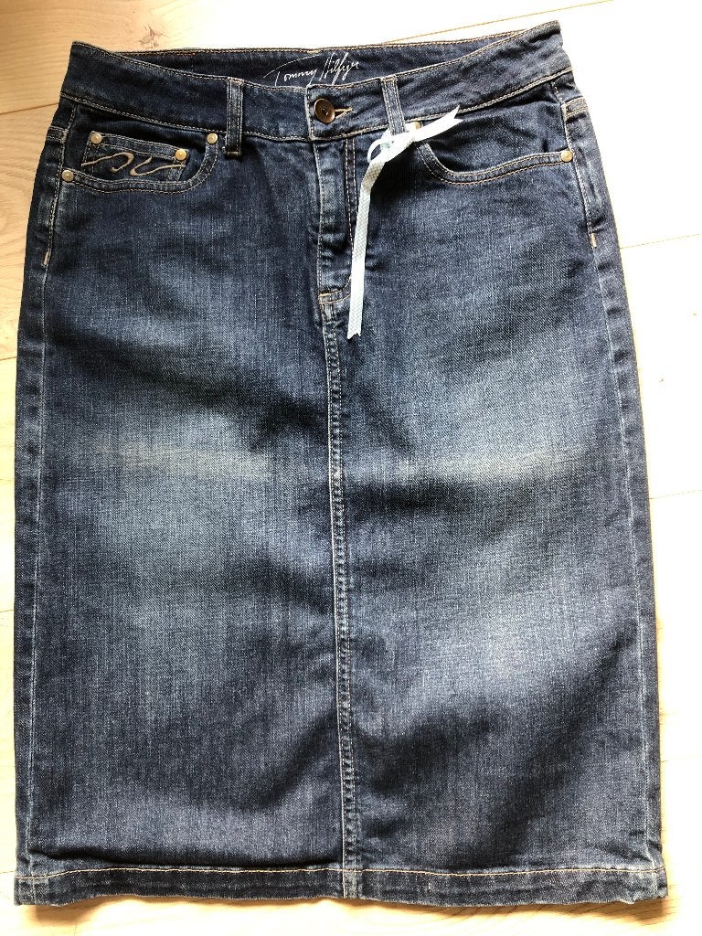 blauwe spijkerrok Tommy Hilfiger maat 8, Blauw, Ophalen of Verzenden, Knielengte, Maat 36 (S)