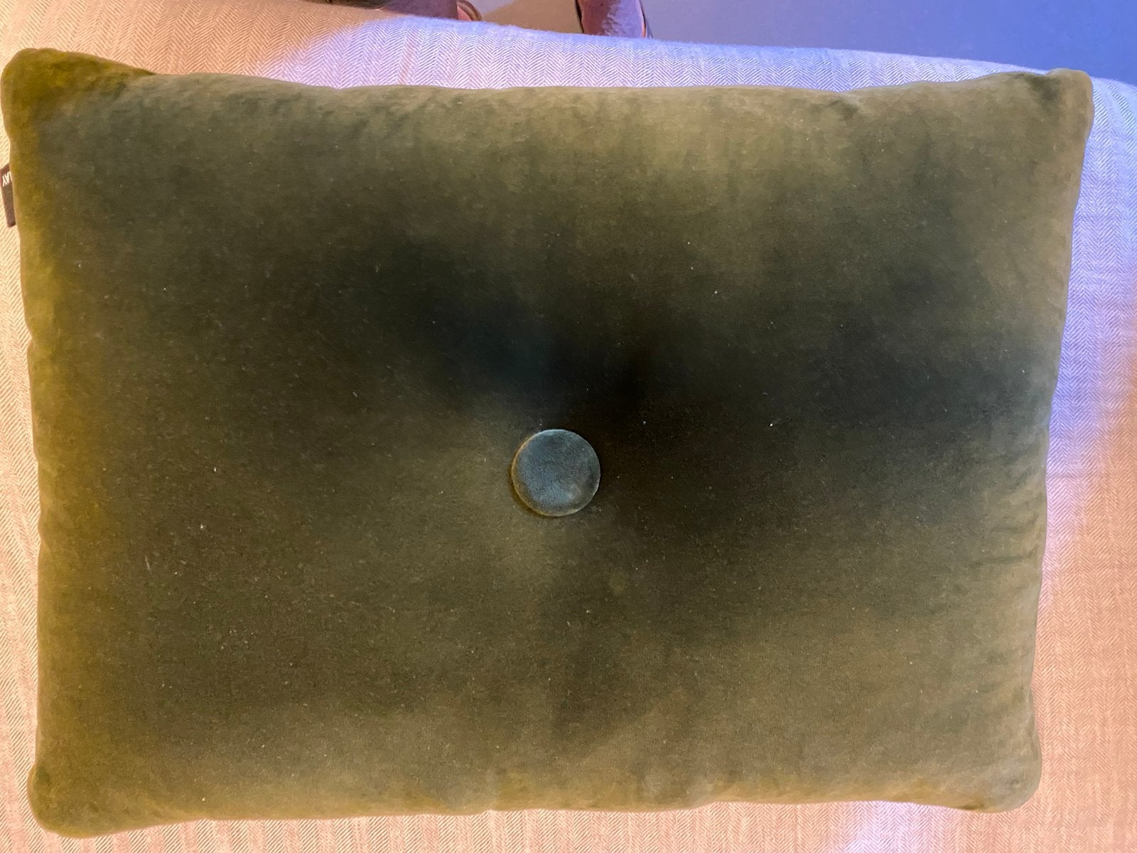 2 groene Hay dot kussens, Minder dan 50 cm, Rond, Ophalen of Verzenden, Zo goed als nieuw