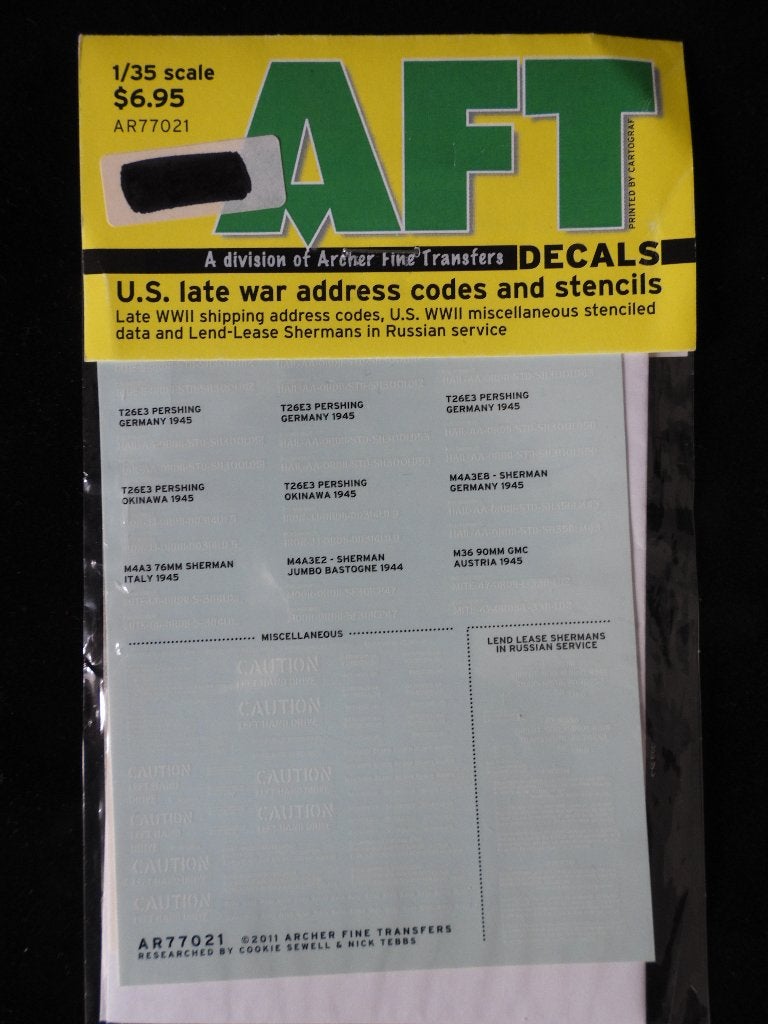 Archer AR77021 US WO2 address codes / stencils 1:35, Overige merken, 1:32 tot 1:50, Overige typen, Nieuw