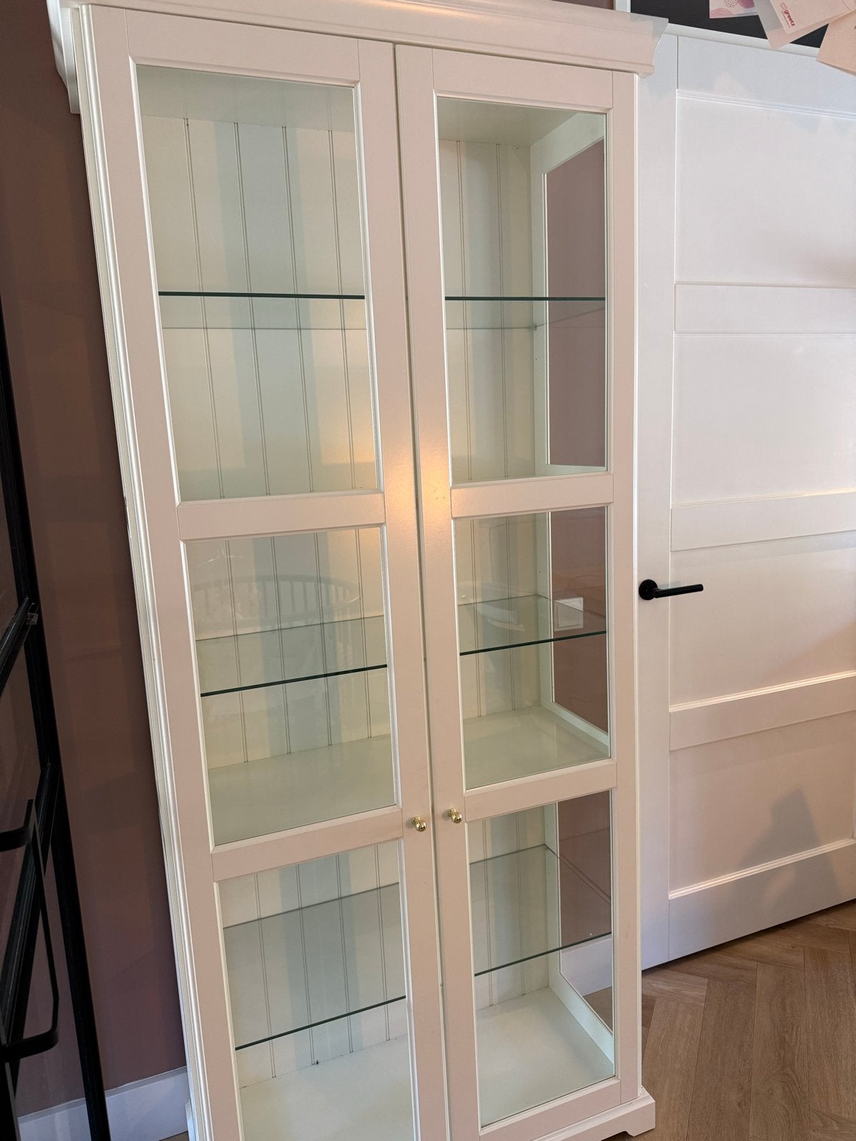 IKEA LIATORP Vitrinekast - Wit met Glazen Deuren, Ophalen, 200 cm of meer, 50 tot 100 cm, Zo goed als nieuw