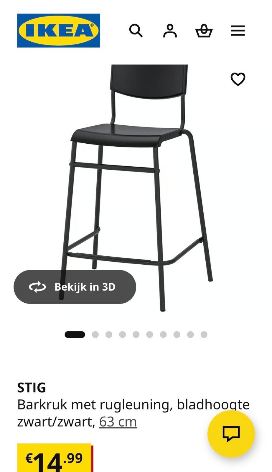 🏷 €30,- 7 stuks IKEA Stig barkrukken - Zwart, stapelbaar, Huis en Inrichting, Barkrukken, Ophalen, Met voetsteun, 60 tot 90 cm