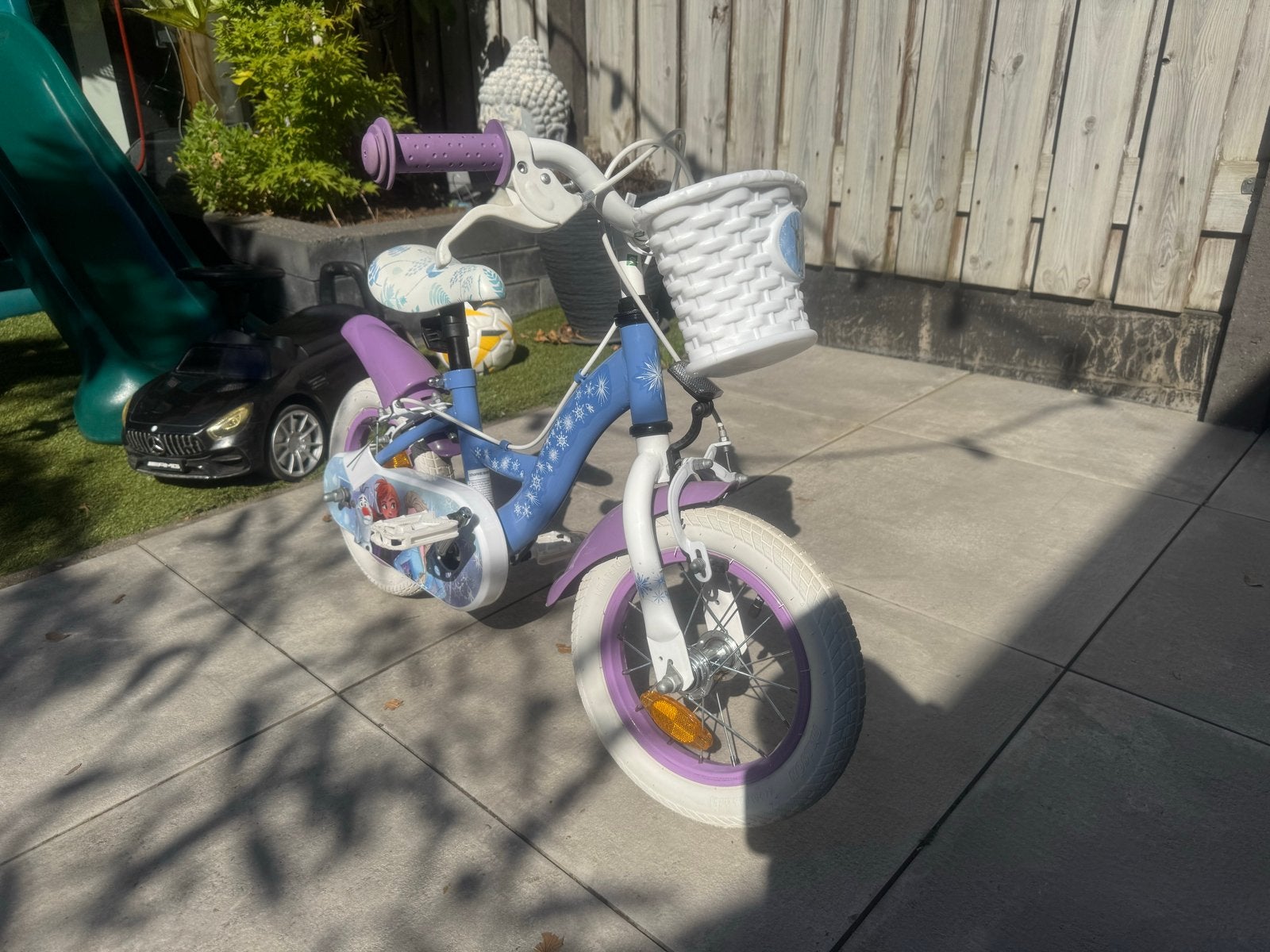 Frozen kinderfiets met zijwieltjes, Ophalen, Terugtraprem, Zijwieltjes, Gebruikt