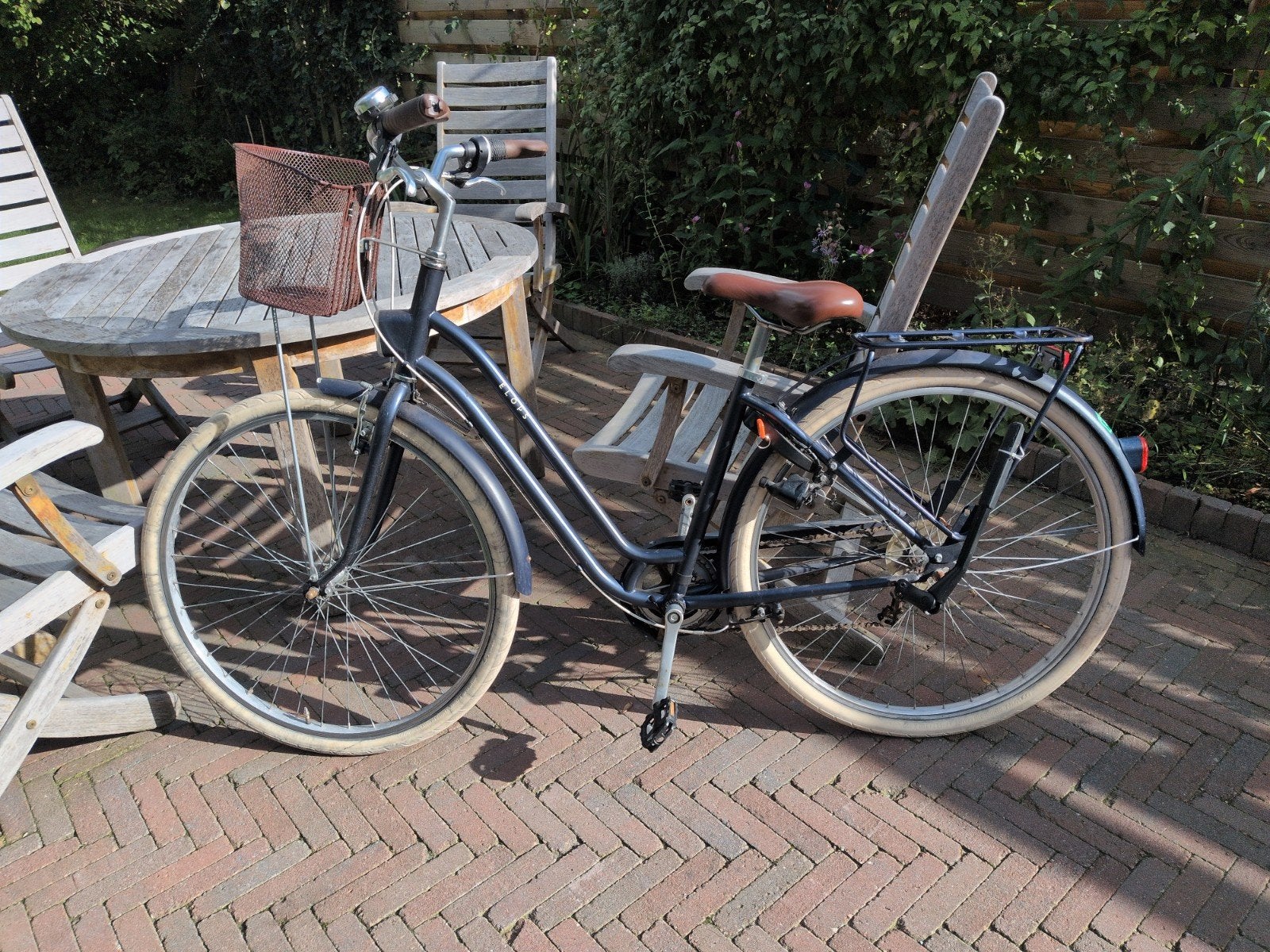 Btwin Elops 120 stadsfiets met mandje en versnellingen, Fietsen en Brommers, Gebruikt, Velgrem, 47 tot 50 cm, Versnellingen