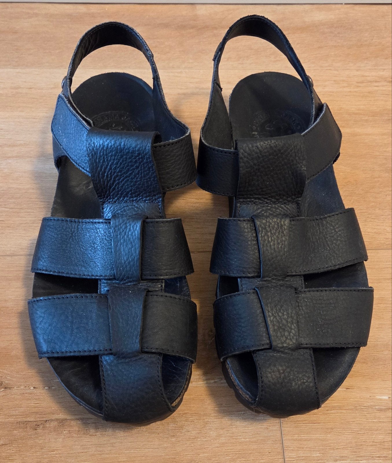 Zwarte leren sandalen, maat 42. Heren. Panama Jack, Kleding | Heren, Sandalen, Verzenden, Zwart, Gedragen