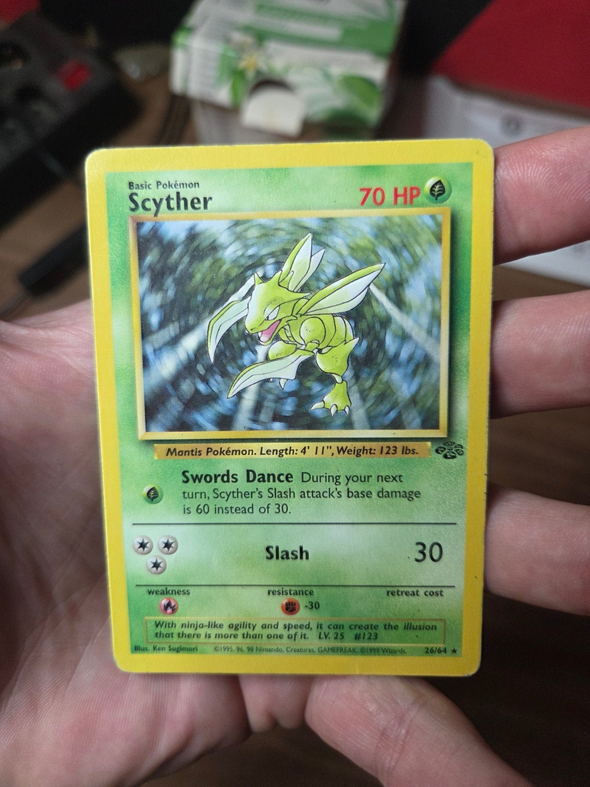 Scyther 26/64 Jungle Wotc 1999, Ophalen of Verzenden, Gebruikt, Losse kaart