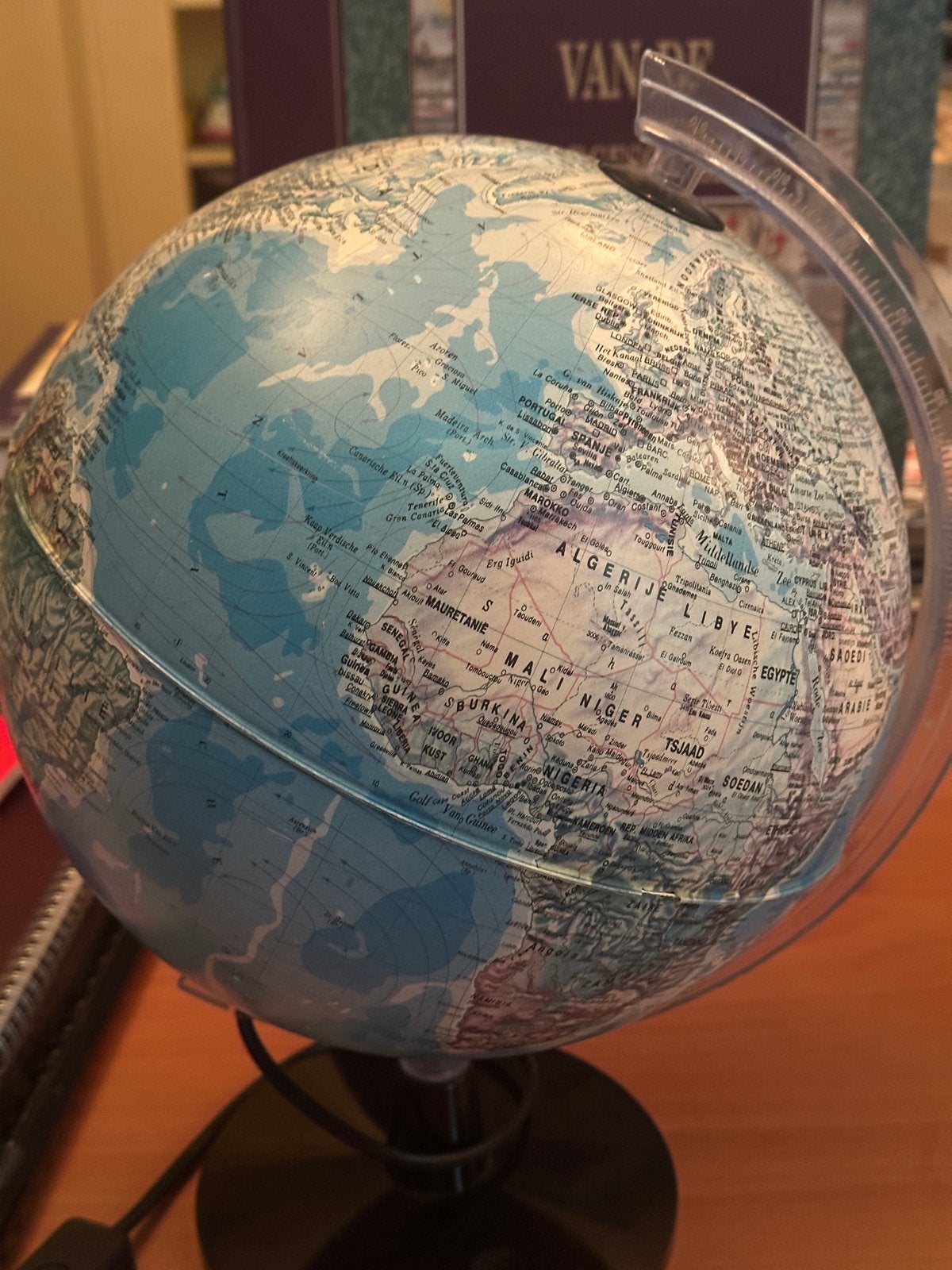 Vintage Verlichte Wereldbol Tafellamp - Jaren '80 Stijl, Vintage, Gebruikt, Meerkleurig, Kunststof