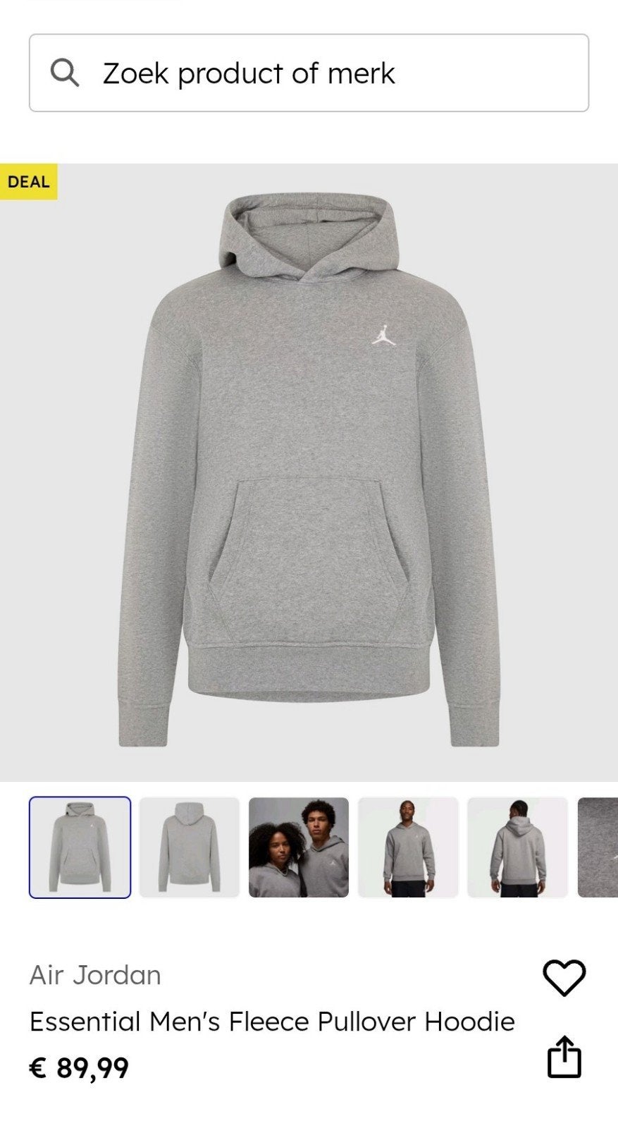Jordan Air grijs hoodie, Maat 48/50 (M), Air Jordan, Ophalen of Verzenden, Zo goed als nieuw