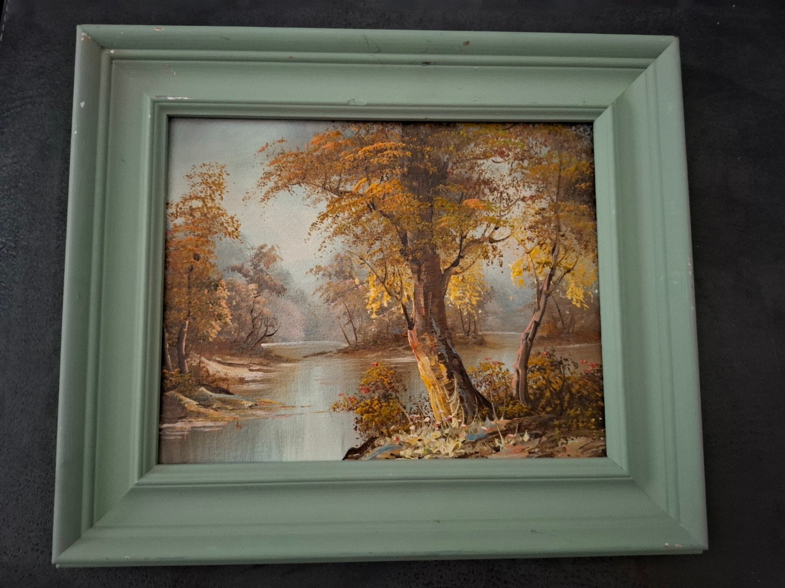 Vintage set olieverfschilderijen Herfst en Winter, Ophalen of Verzenden