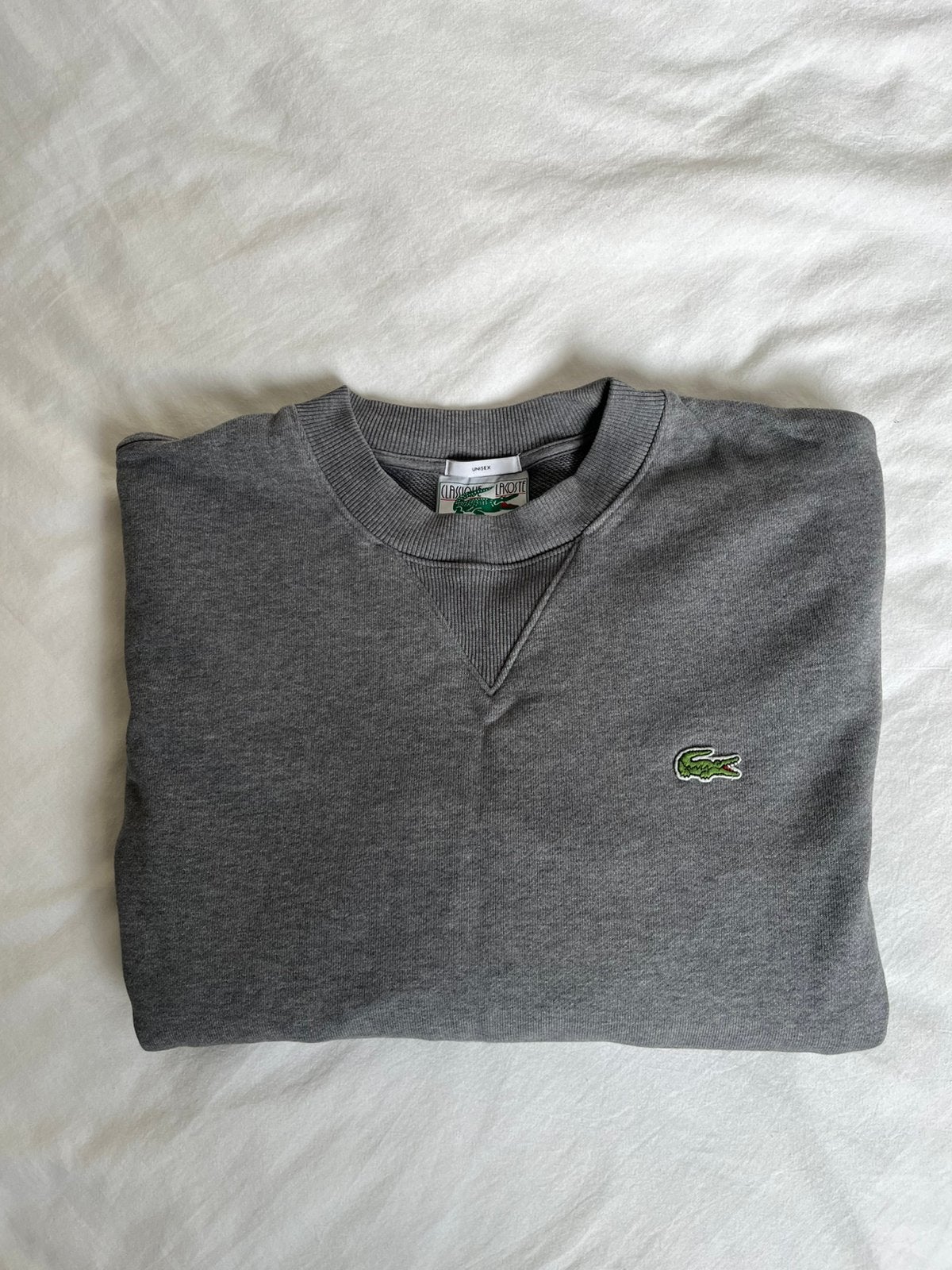 Lacoste Unisex sweater trui grijs maat S dames en heren, Ophalen of Verzenden, Zo goed als nieuw, Grijs