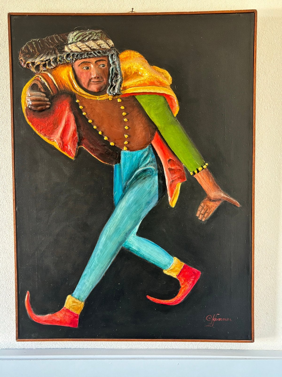 Uniek 3D-kunstwerk: Kleurrijke figuur in reliëf, Ophalen