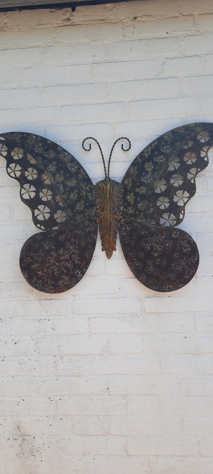 Metalen grootte wanddecoratie vlinder, Huis en Inrichting, Metaal, Ophalen of Verzenden, Meerkleurig, Vintage