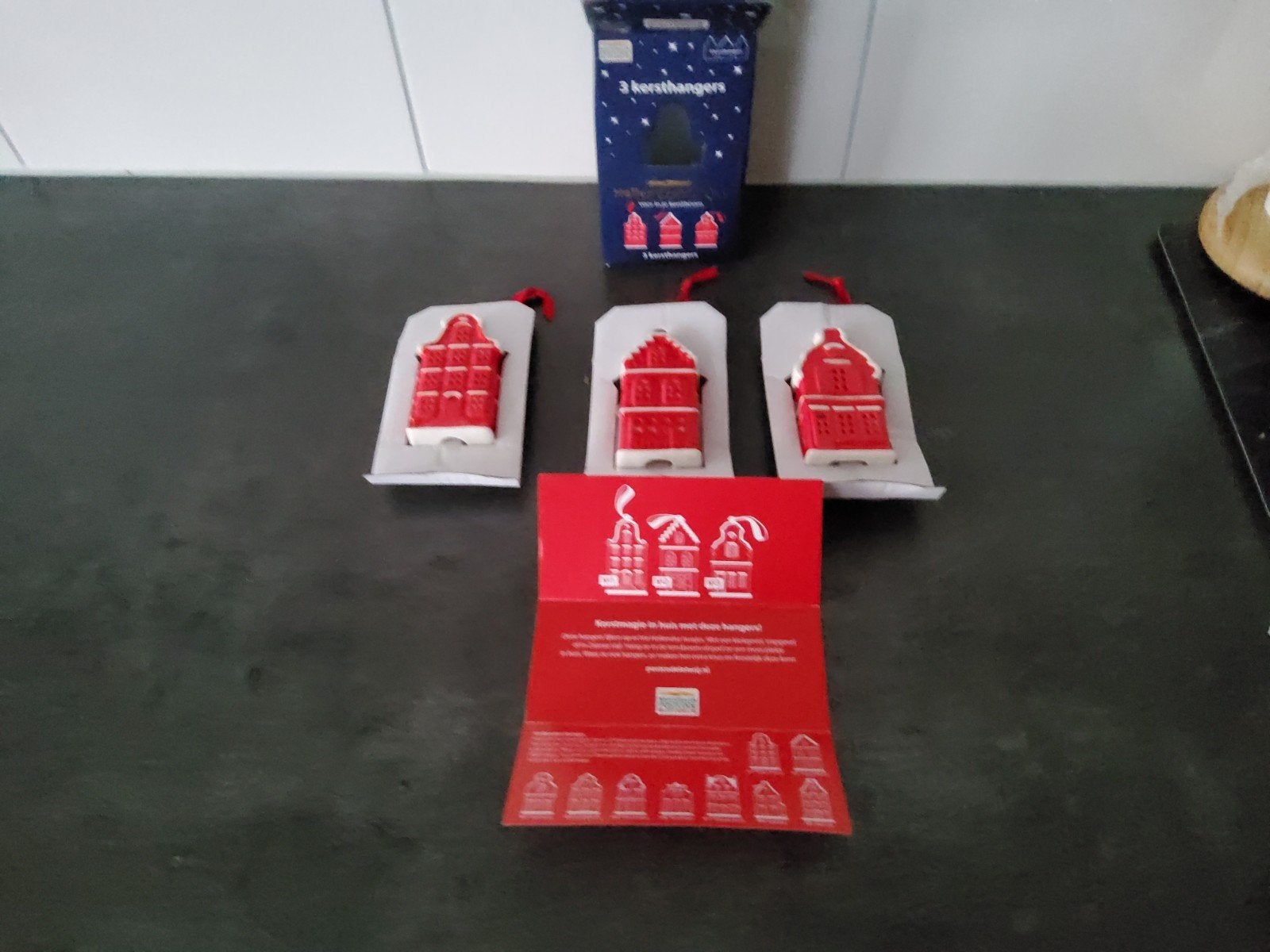 3 kersthangers  holland huisjes van postcodeloterij, Diversen, Ophalen, Nieuw