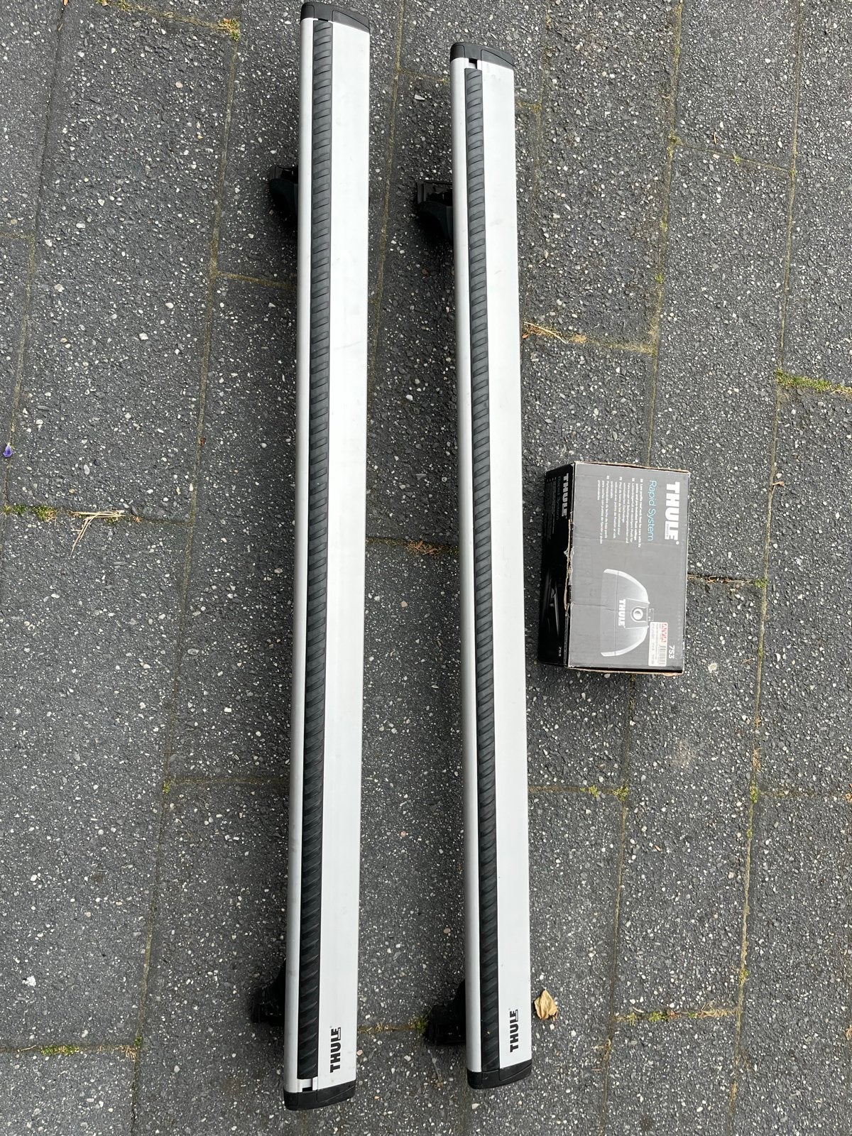 Thule Rapid System 753 dakdragerset met stangen, Auto diversen, Dakdragers, Ophalen, Zo goed als nieuw