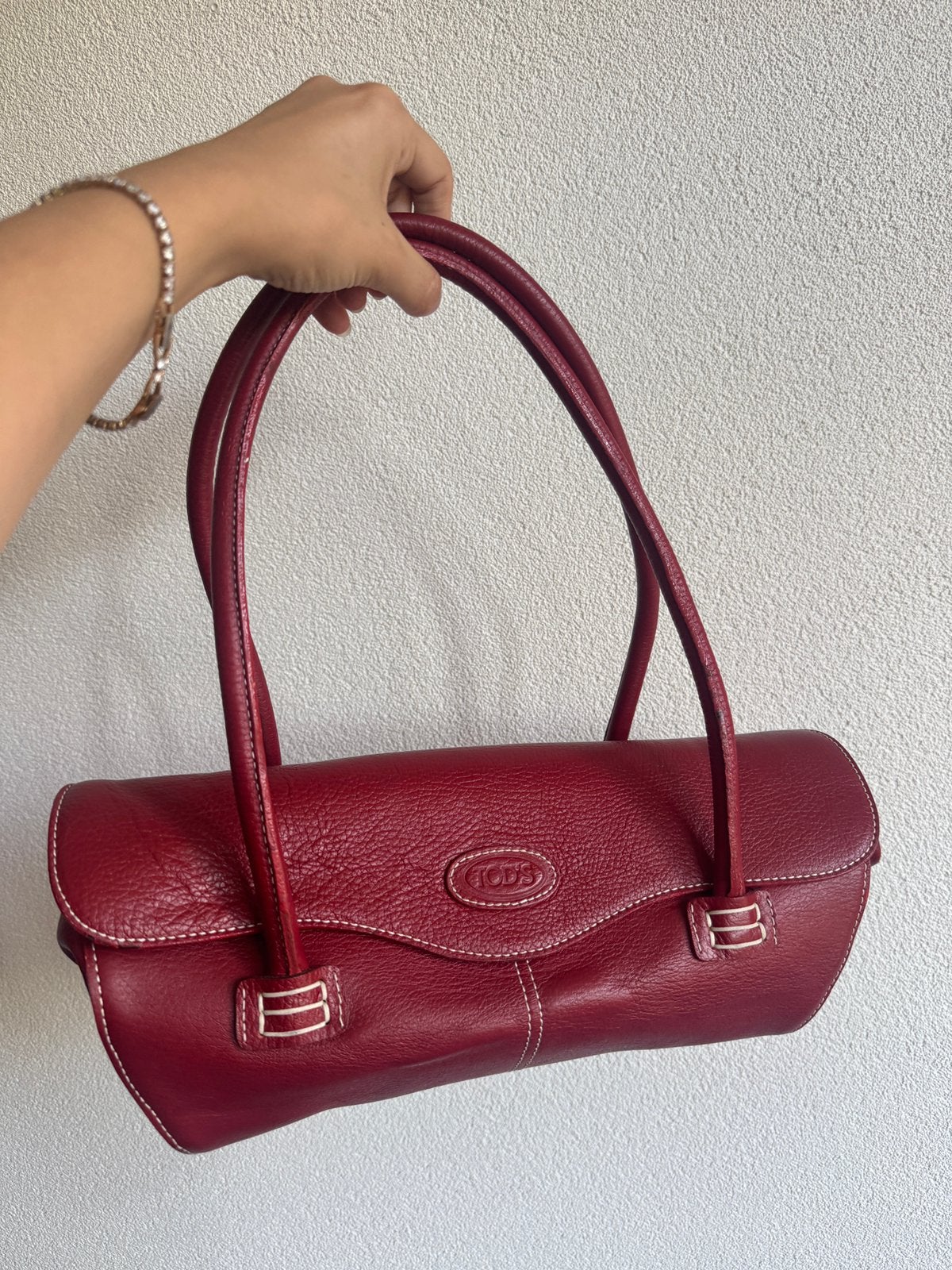 Tod’s rode leren schouder tas, Schoudertasje, Tods, Ophalen of Verzenden, Zo goed als nieuw