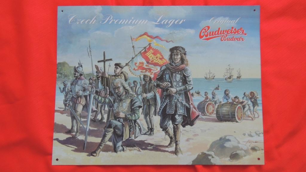 budweiser wandplaat metal, Ophalen, Zo goed als nieuw, Reclamebord