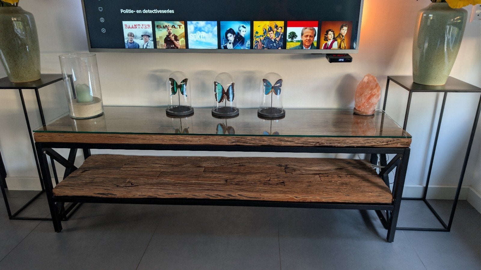 Meubelset: Eettafel, salontafel & TV-meubel, Ophalen, Zo goed als nieuw, Rechthoekig, Teakhout