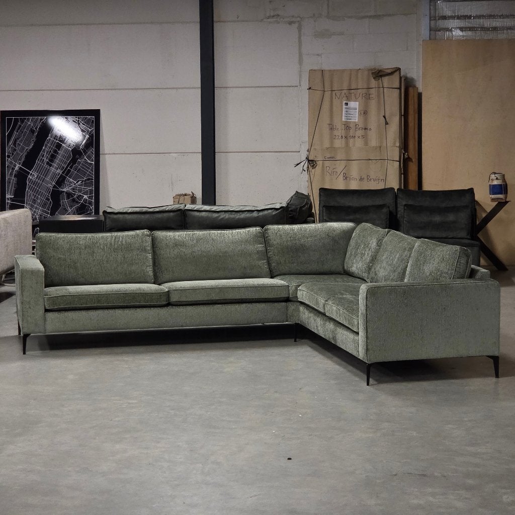 Mooie luxe groene hoekbanken DIRECT LEVERBAAR, Ophalen, 250 tot 300 cm, Hoekbank, Nieuw