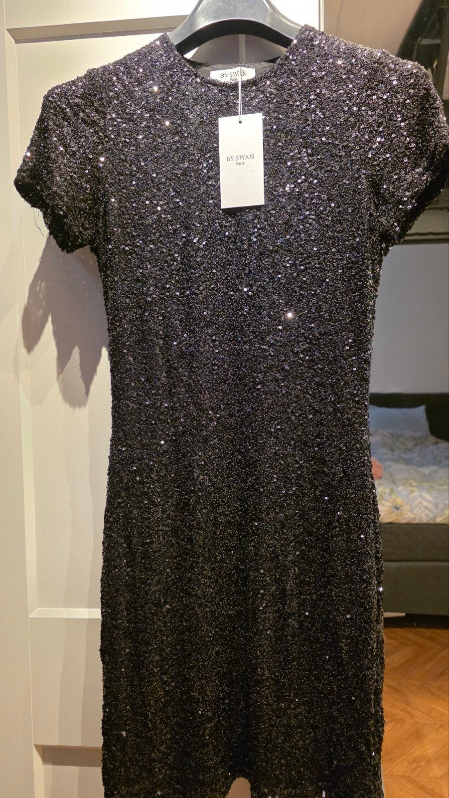 By Swan Paris Zwart Cocktailjurkje Pailletten - Maat M, Kleding | Dames, Maat 38/40 (M), Zwart, Nieuw, Ophalen of Verzenden