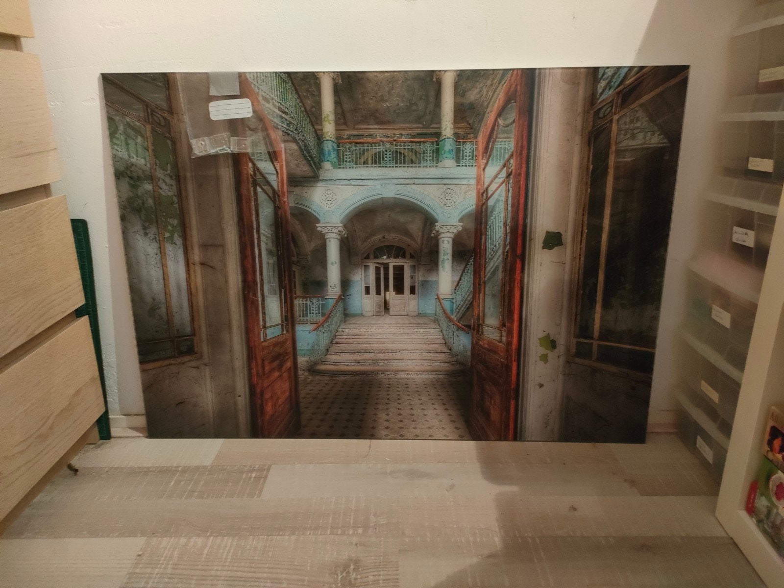 Glas schilderij, Huis en Inrichting, Woonaccessoires | Schilderijen, Tekeningen en Foto's, Ophalen, Zo goed als nieuw, 75 tot 100 cm