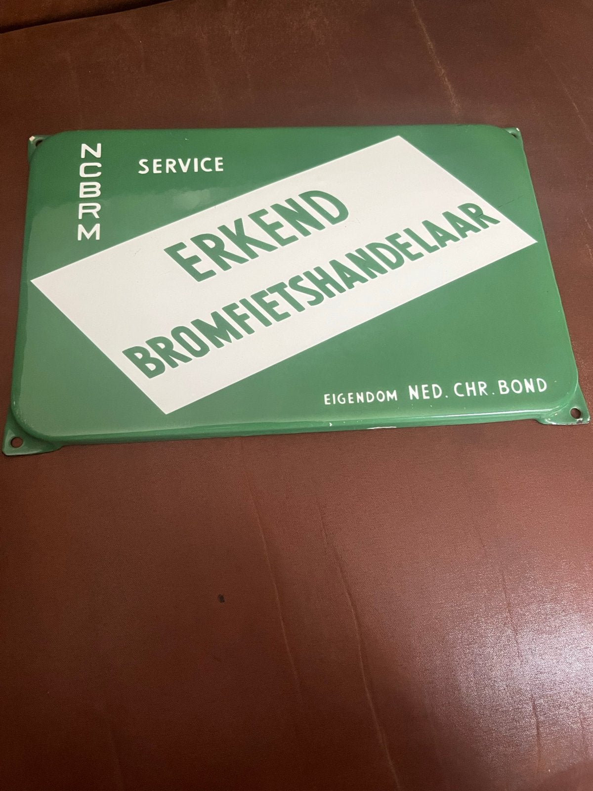 Vintage Emaille Bord Erkend Bromfiets Handelaar NCB, Ophalen of Verzenden