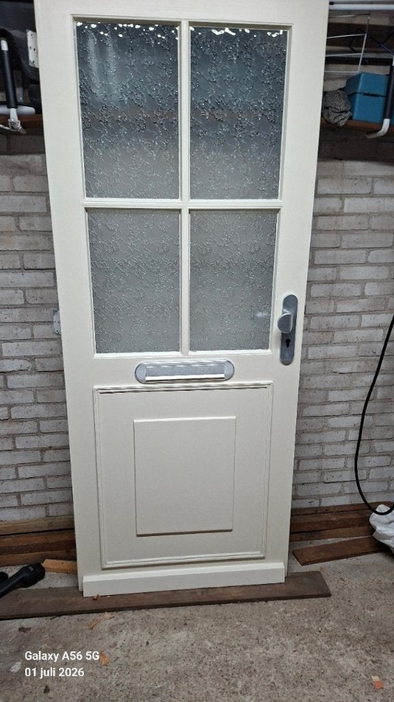 Complete witte buitendeur, Ophalen, Gebruikt, 80 tot 100 cm, Buitendeur