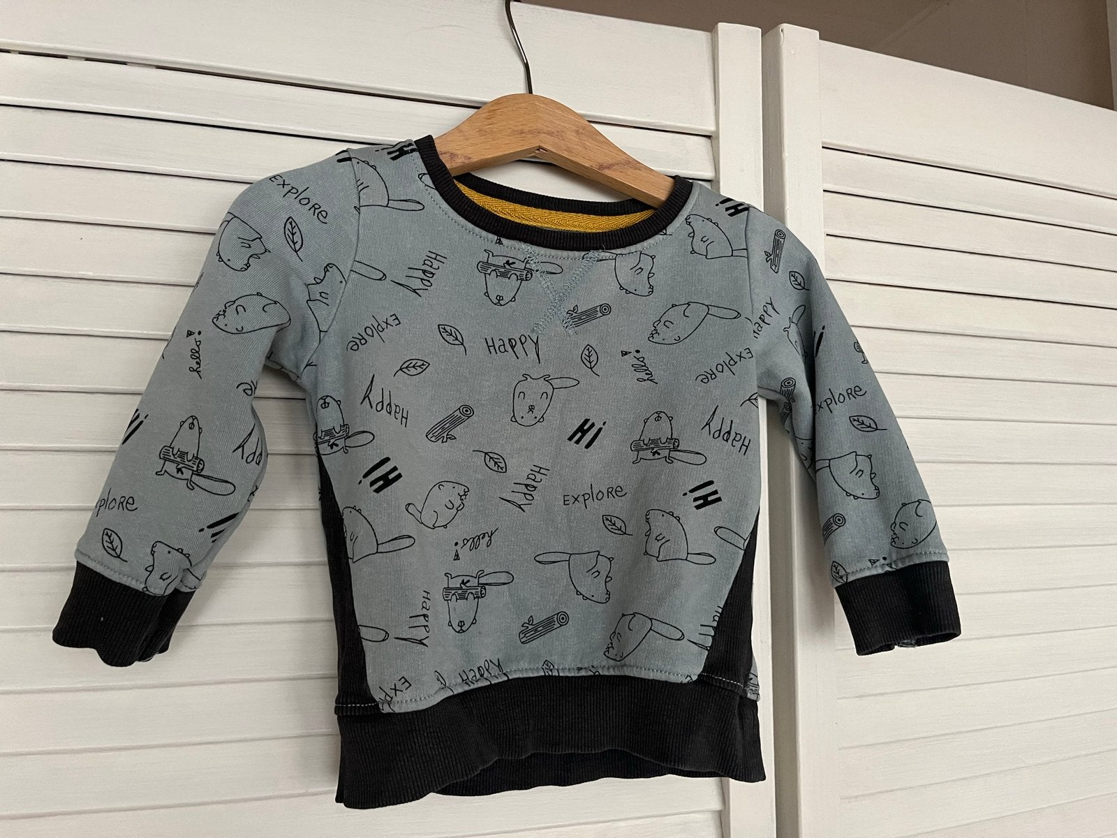 HEMA trui maat 80 met bever print, Ophalen of Verzenden, Zo goed als nieuw, Jongetje of Meisje, Truitje of Vestje