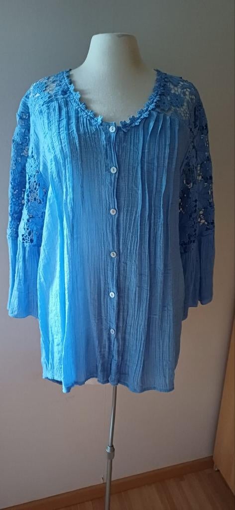 Blauwe blouse, 3/4 mouw,  maat+/_ 44, Kleding | Dames, Ophalen of Verzenden, Zo goed als nieuw, Maat 42/44 (L), Blauw