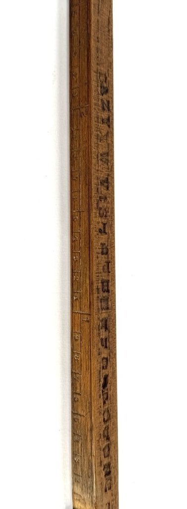 138. Houten meetstok met koperen schuif, 19e eeuw, Ophalen