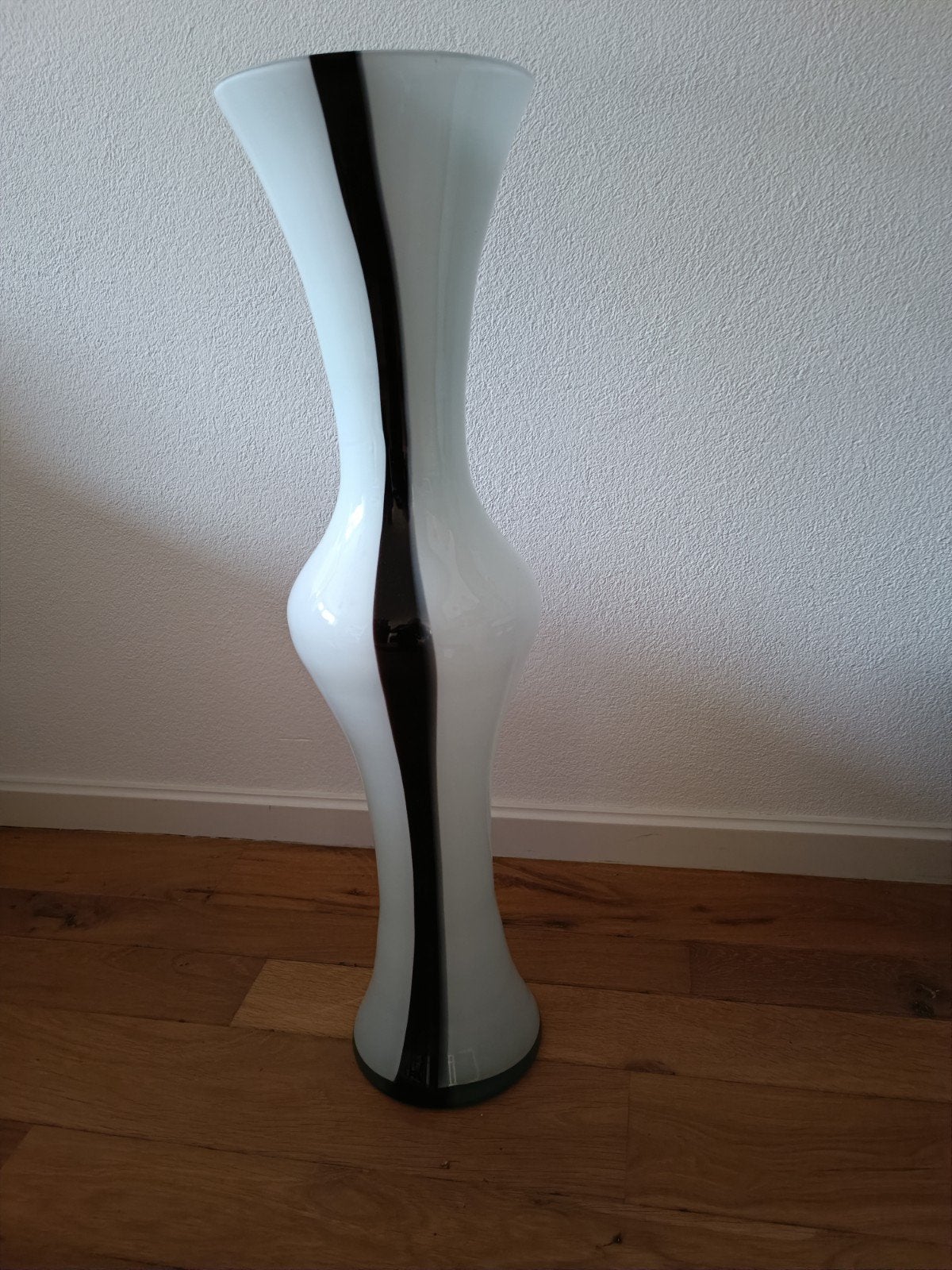 Vintage Krosno vloervaas - 78,5 cm hoog, zwart/wit, Ophalen