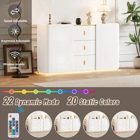 LED dressoir – Buffetkast – Sideboard – Ladekast – Wit, Corvance B.V., Verzenden, Nieuw, Corvancebol@gmail.com