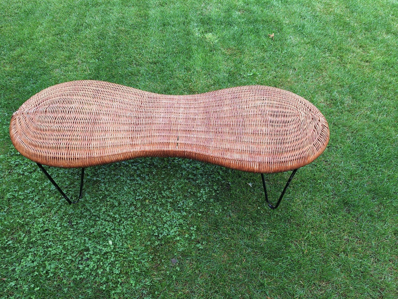 rotan bankje pindavorm, Tuin en Terras, Ophalen, Rotan