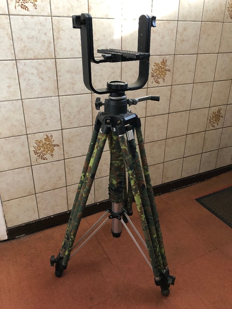 Robuust Manfrotto statief met Gimbal, Audio, Tv en Foto, Ophalen, Gebruikt, Driepoot, 175 cm of meer